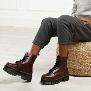 Dr. Martens Audrick Brando Leather Lace-Up Boots Size 6 Red